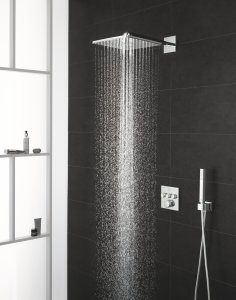 Termostatinė dušo sistema Grohe Grohtherm SmartControl Perfect su kvadratine galva