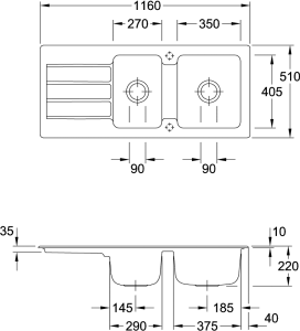 Plautuvė Architectura 80 balta C+ 