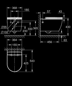 Pakabinamas WC unitazas GROHE Bau Ceramic su lėtai nusileidžiančiu dangčiu