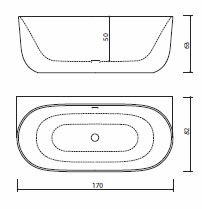 Vonia Balteco Marin balta 170x82x63cm glaudžiama prie sienos poliruota