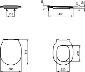 Dangtis WC Ideal Standard Connect Air Rimless+, su lėto užsidarymo funkcija (softclose), plonas, juodas matinis