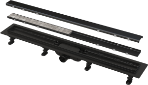Dušo latakas Alcadrain APZ19 Simple, plastikinis, 750 mm, su vartoma grotele plytelei/matinė juoda
