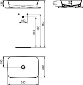  Praustuvas Ideal Standard-dubuo Ipalyss Rectangular, 55x38
