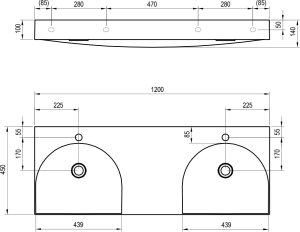Dvigubas praustuvas Ravak Lite 1200x450 mm