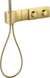 Modulis termostatatinis Hansgrohe AX Edge Select 470/100 2funkcijų, poliruoto blizgaus aukso spalvos (Polished Gold Optic), diamond cut apdaila