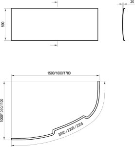 Vonios panelė Ravak Asymmetric 150 cm (D)