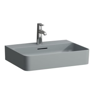 Praustuvas Laufen VAL 550x420x115 mm, su 1 anga maišytuvui viduryje, spalva - Graphite matt 