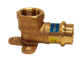 Alkūnė 90° V profilio vidinis sriegis su tvirtinimu presuojamas varis 18x1/2"