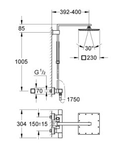 Termostatinė dušo sistema GROHE Cube XXL 230