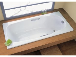Vonia Jika PRAGA 1700x800x410 mm, su kojelėmis, stačiakampė, plieninė emaliuota, su rankenėlėmis