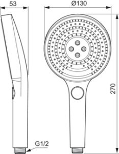 Galva rankinio dušo Ideal Standard Solos, Ø130 mm, 3 funkcijos, chromas