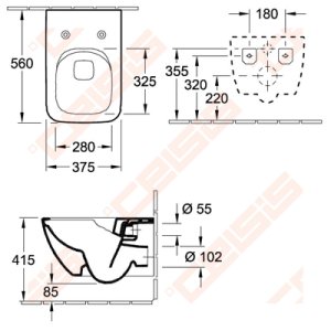 Pakabinamas unitazas VILLEROY&BOCH Venticello „Direct Flush” sistema, „Ceramicplus” danga