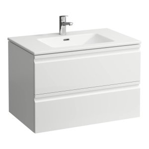 Spintelė su praustuvu Laufen PRO S 800x500x545 mm, plonas "slim" praustuvas, 2 stalčiai,  spintelės spalva - balta blizgi
