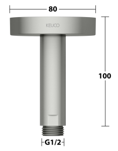 Alkūnė dušo galvai iš lubų 100mm, spalva - nerūdijantis plienas
