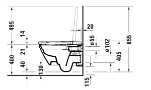 Komplektas Duravit rėmas (WD1040000000) +WC rimless D-Neo Sensowash (654000012004300)+pajungimo komplektas (107310000)