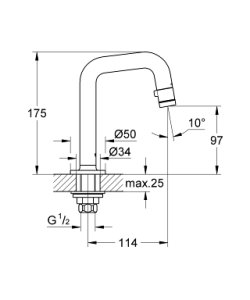 Plautuvės maišytuvas GROHE Universal šaltam vandeniui, chromo spalvos 