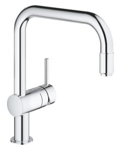 Plautuvės maišytuvas GROHE Minta U formos, su ištraukiama žarna, chromo spalvos 