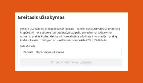 Instrukcija: kaip pateikti greitąjį užsakymą