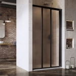 Dušo durys Ravak ASDP3-110 198 cm. Juodu profiliu ir grape stiklu 