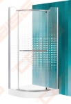 Pusapvalė dušo kabina SANIPRO AUSTIN 80x80 su sidabro spalvos profiliu ir dekoruotu stiklu 