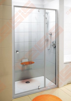 Varstomos dušo durys RAVAK PIVOT PDOP2-110 su satino spalvos profiliu ir skaidriu stiklu 
