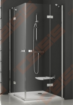 Keturkampė dušo kabina RAVAK SMARTLINE SMSRV4-90 su chromo spalvos detalėm ir skaidriu stiklu 
