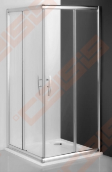 Slankiojančios dušo durys ROTH PROXIMA LINE PXS2L/90 su brillant spalvos profiliu ir skaidriu stiklu (kairė) 