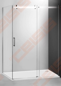 Slankiojančios dušo durys ROTH AMBIENT LINE AMD2/1500 skirtos montuoti į nišą su sidabro spalvos profiliu ir skaidriu stiklu 