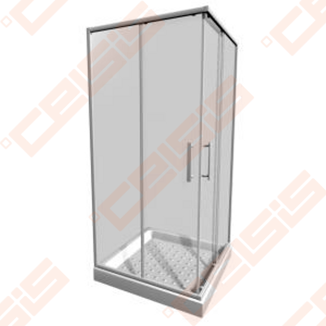 Keturkampė dušo kabina JIKA LYRA PLUS 80x80 su baltos spalvos profiliu ir  skaidriu stiklu | CELSIS