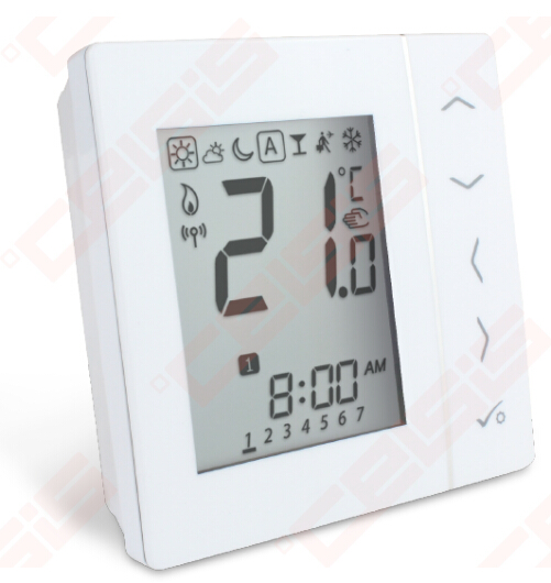 Programuojamas patalpos termostatas,belaidis , virštinkinis, maitinamas  baterijomis, baltas | CELSIS